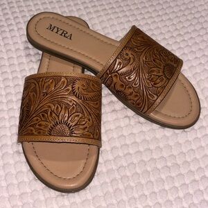 Myra tooled leather sandals